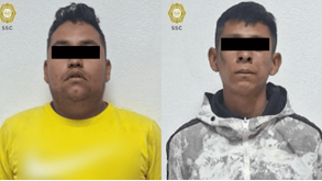 Dos de los cuatro presuntos miembros de la Unión Tepito detenidos en la alcaldía Venustiano Carranza.