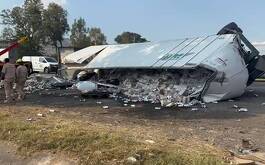 Un camión de doble remolque volcó en la carretera libre a Zapotlanejo, esparciendo miles de latas de cerveza. Se reportaron actos masivos de rapiña en el lugar