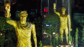Estatua de Lionel Messi en la India.