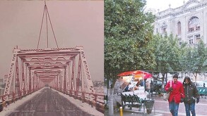 Plaza de Armas cubierta de nieve en 1997.