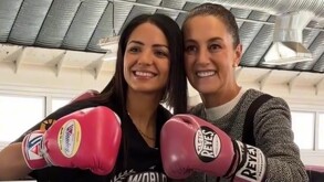 Claudia Sheinbaum compartió el video entrenando con 'La Bonita' Fernández.
