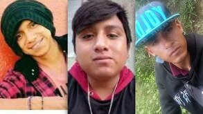 Fotografías de tres hombres jóvenes desaparecidos en Xonacatepec, Puebla.