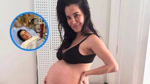 Martha Higareda embarazada de sus gemelos, mientras muestra su enrome panza de embarazo.