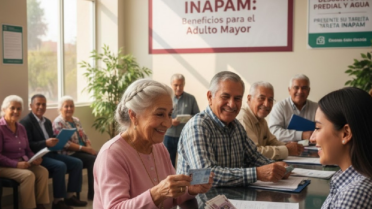 Personas de la tercera edad sonriendo y sosteniendo tarjetas