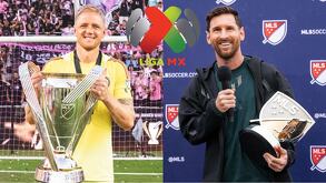 William Yarbrough y Lionel Messi, campeones de la Major League Soccer con el Inter Miami tras derrotar a Vancouver Whitecaps.