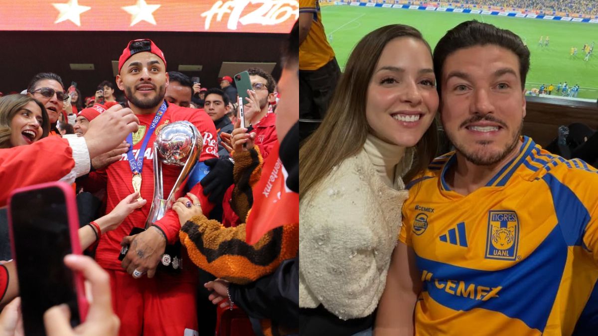 Alexis Vega bajando a la cancha del Nemesio Diez por las gradas de la afición y Samuel García junto a su esposa en el estadio Universitario.