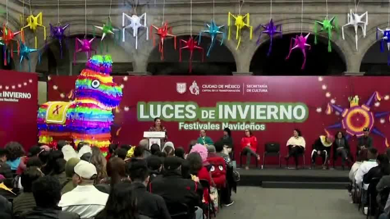 La jefa de Gobierno, Clara Brugada, anunció el programa Luces de Invierno, que se realizará del 20 de diciembre al 4 de enero en el Zócalo.