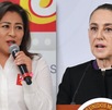 Imagen de dos mujeres sobrepuestas: Nadia Navarro a la izquierda y Claudia Sheinbaum del lado derecho.