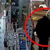 Hombre encapuchado y con la cara cubierta dentro de una tienda de abarrotes en Guadalajara. Un circulo rojo resaltando la silueta del hombre