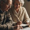 Dos personas de la tercera edad leyendo un documento
