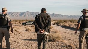 Detención de una persona en Estados Unidos generado con inteligencia artificial.