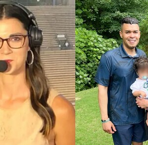 Christina Chambers y su esposo junto a su hijo.