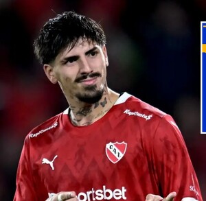 Kevin Lomónaco vistiendo la camiseta del Independiente de Argentina.