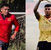 Mario Pineida entrenando con Barcelona de Ecuador y Joao Rojas durante un partido de la liga ecuatoriana.