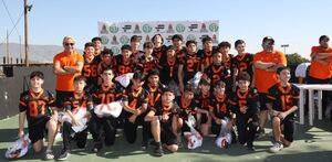 Jugadores de Monterrey Fuego portando el jersey por primera vez.