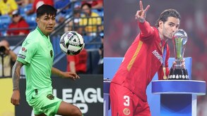 Dieter Villalpando jugando para FC Juárez y Antonio Briseño festejando el bicampeonato del Toluca del 2025.