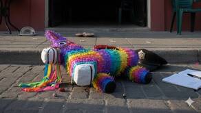 Piñata de un burrito tirada tras una posada violenta en León.