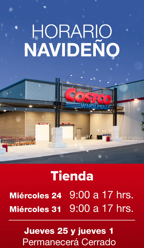 Fachada exterior de una sucursal de Costco Wholesale con un amplio estacionamiento, señalización azul para personas con discapacidad y un cielo despejado.