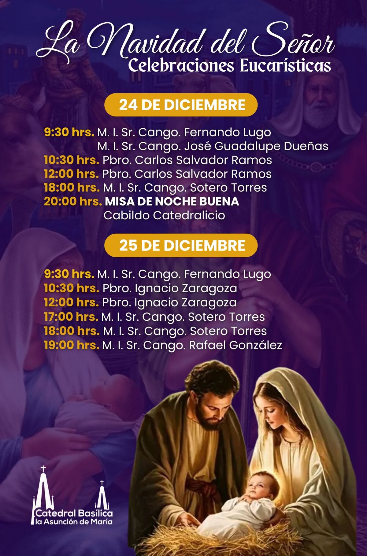 Catedral de Guadalajara adornada para la navidad.