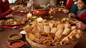 Tamales en cena navideña.
