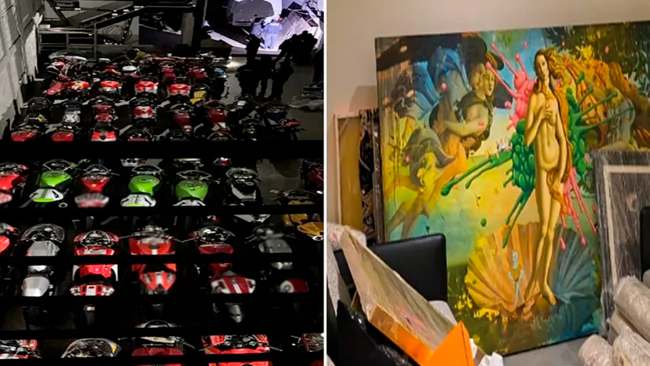 Autoridades federales aseguraron 62 motocicletas y droga tras realizar cuatro cateos en CDMX y Edomex, vinculados al exatleta olímpico Ryan James Wedding.