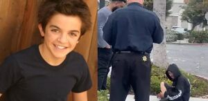 Imagen de Tylor Chase de niño a la izquierda, en la derecha de grande en situación de calle con policías alrededor.