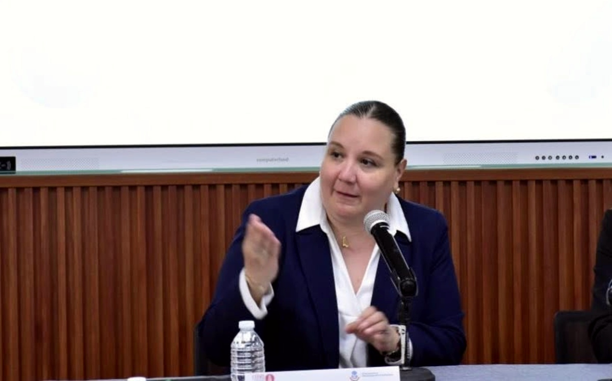 Luz del Carmen Godínez González durante una ponencia