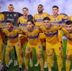 Jugadores de Tigres en la final de ida del Apertura 2025.