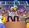 Los Tigres del Norte en caricatura, junto a homero simpson, mientras interpretan uno de sus éxitos musicales.