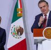 La presidenta Claudia Sheinbaum junto a Marcelo Ebrard anuncian Paquete Arancelario