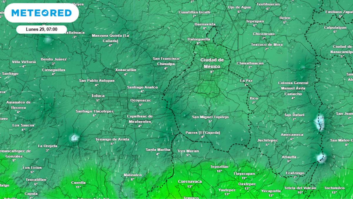 Mapa clima y temperatura mínima en CdMx 29 de diciembre