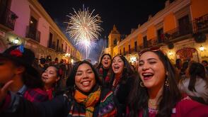 personas celebrando el fin de año en puebla
