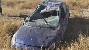 El Ford Figo volcado en San Pedro