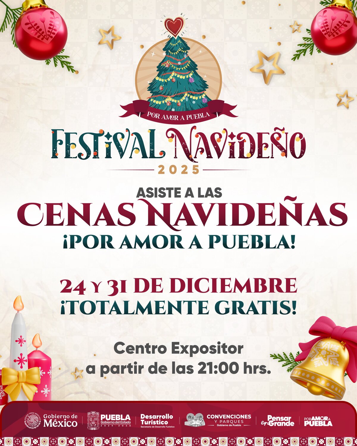 Postal Cena Año Nuevo Puebla gratis