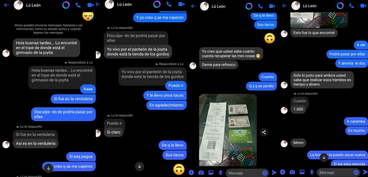 Las capturas de la conversación de la mujer