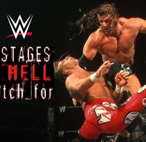 Triple H y Shawn Michaels en la lucha de los 3 niveles del infiero en WWE.