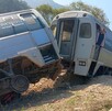 Imagen del tren descarrilado en Nizanda, Oaxaca.