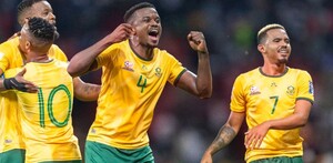 Jugadores de la Selección de Sudáfrica celebrando un gol.