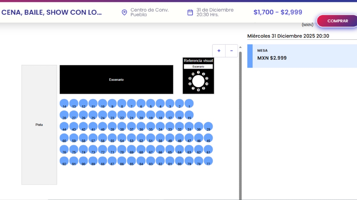 boletos show cena baile mascabrtohers fin de año puebla