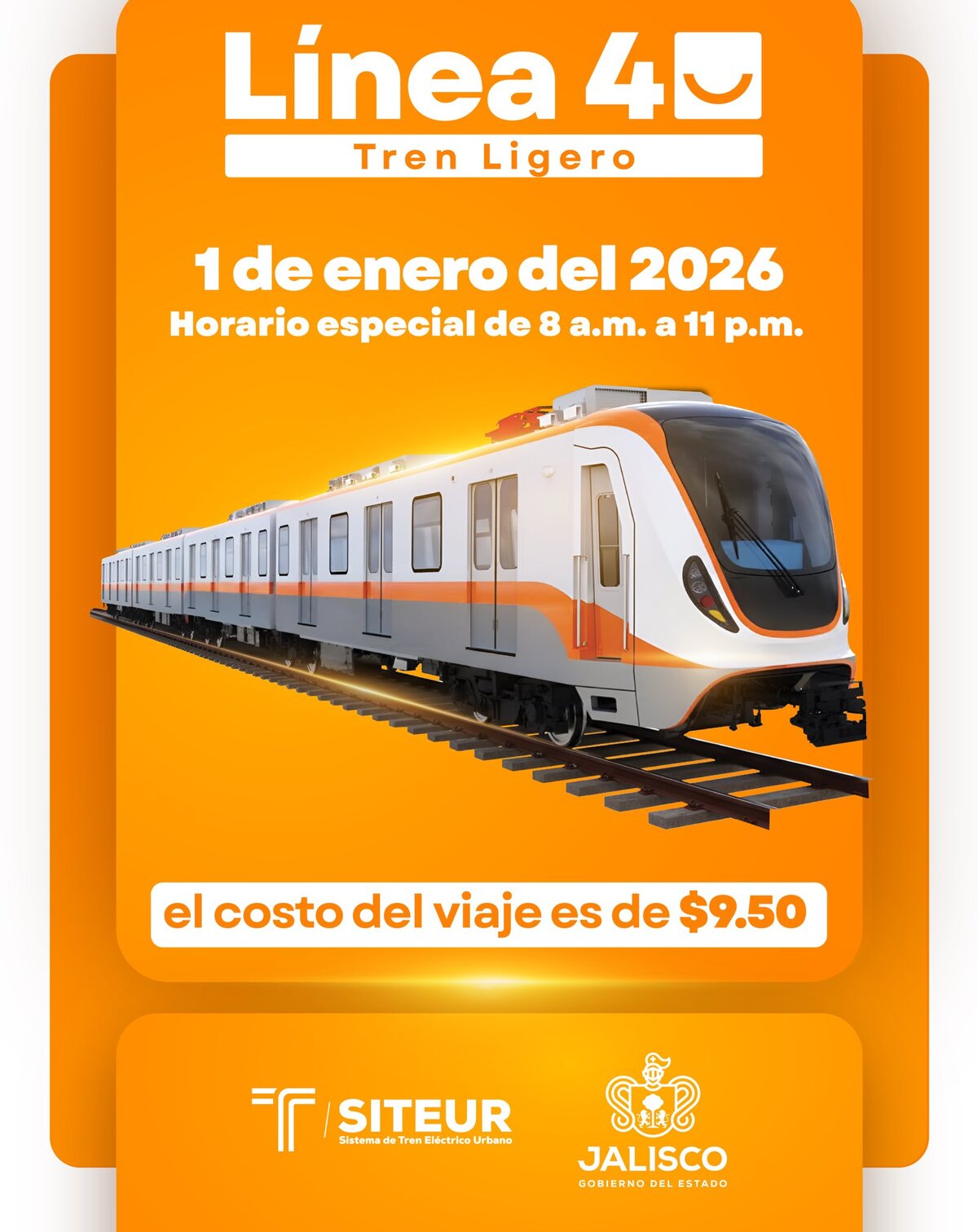 La Línea 4 del Tren Ligero comenzara a cobrar el servicio a partir de enero de 2026.