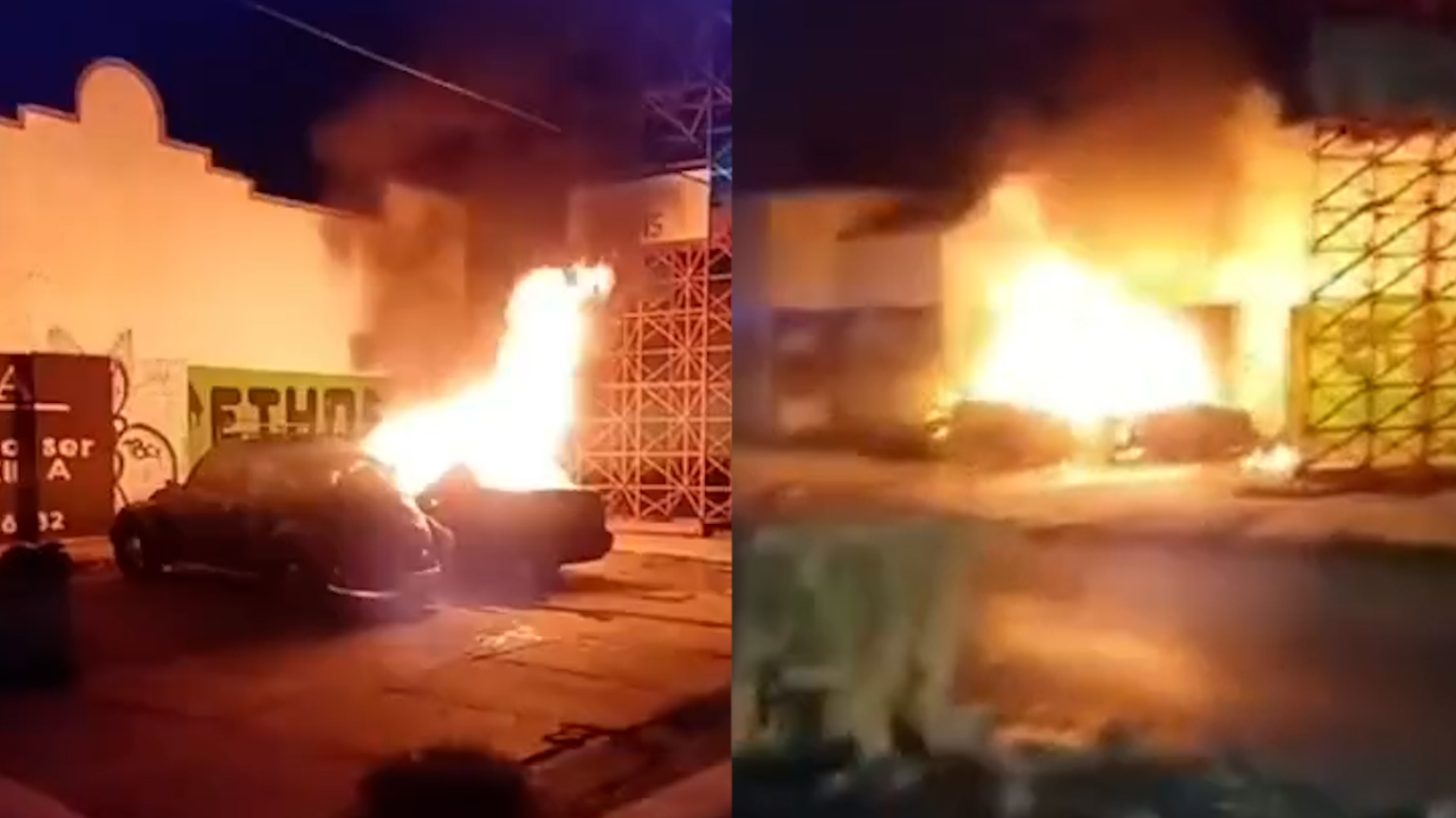 Al asomarse, testigos observaron columnas de fuego que se elevaban desde dos puntos distintos pero cercanos.