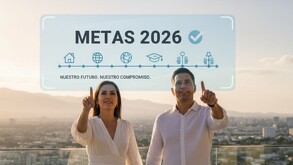 Pareja visualizando sus metas del 2026.