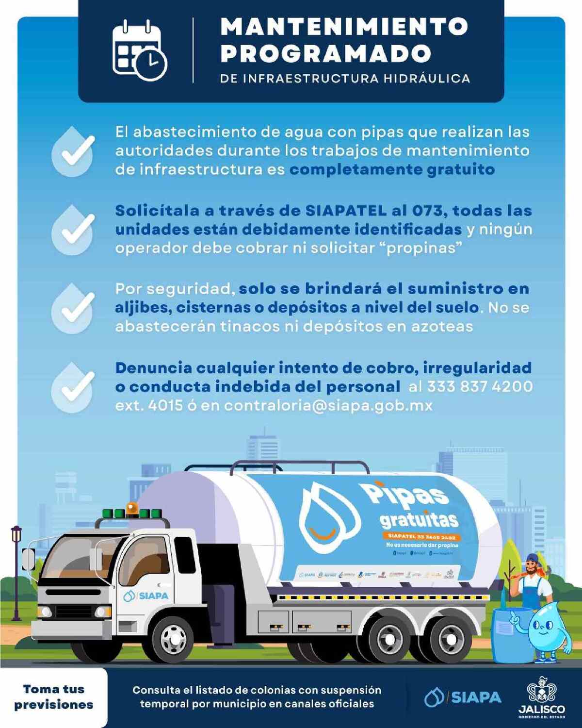 Siapa corte de agua en Guadalajara 3 de enero 2026