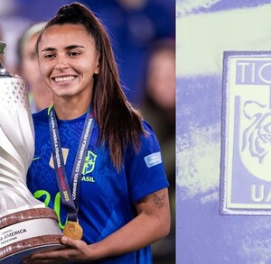 Mariza Nascimento con la Copa América Femenil ganada con Brasil.