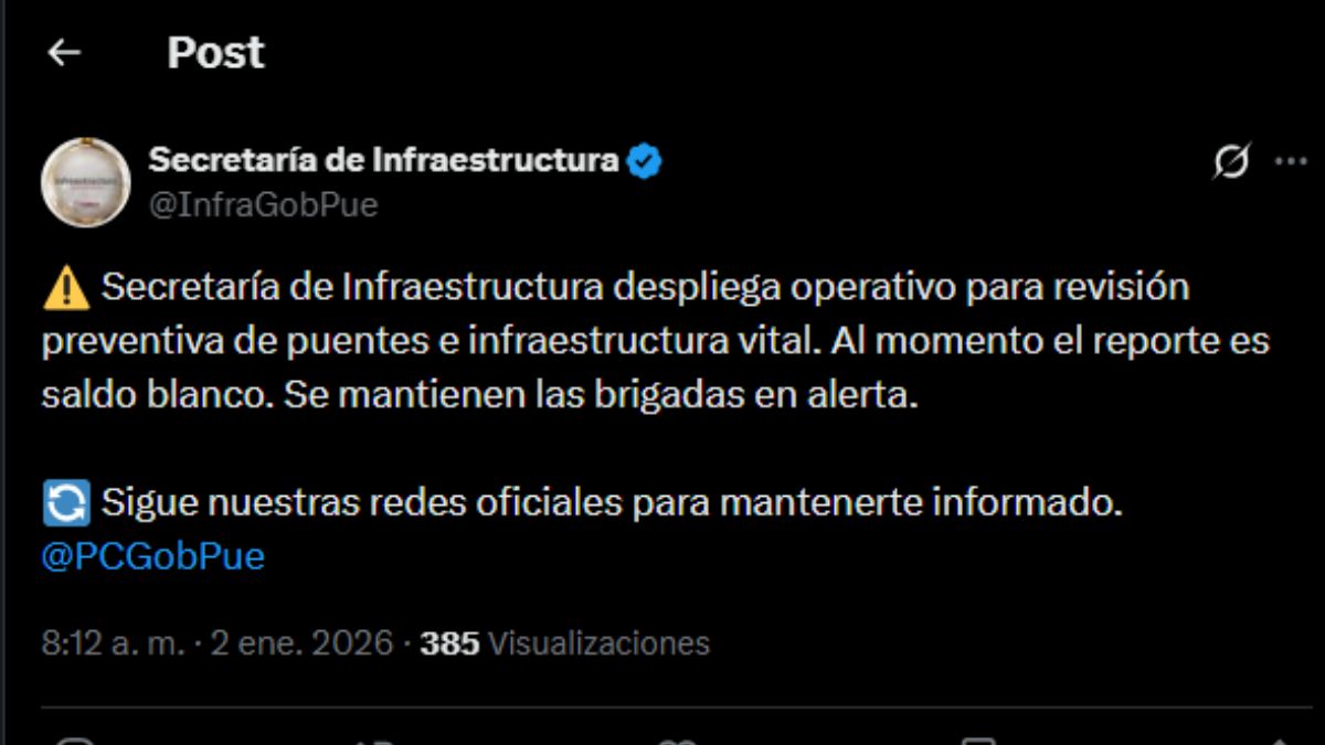 reporte sismo Infraestructura Puebla