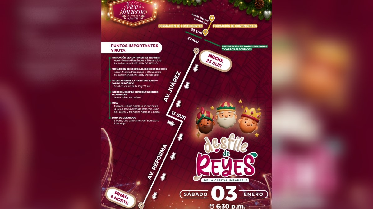 recorrido desfile reyes magos puebla 2026