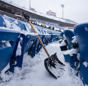 Estadio de los Bills de Buffalo con una gran nevada.