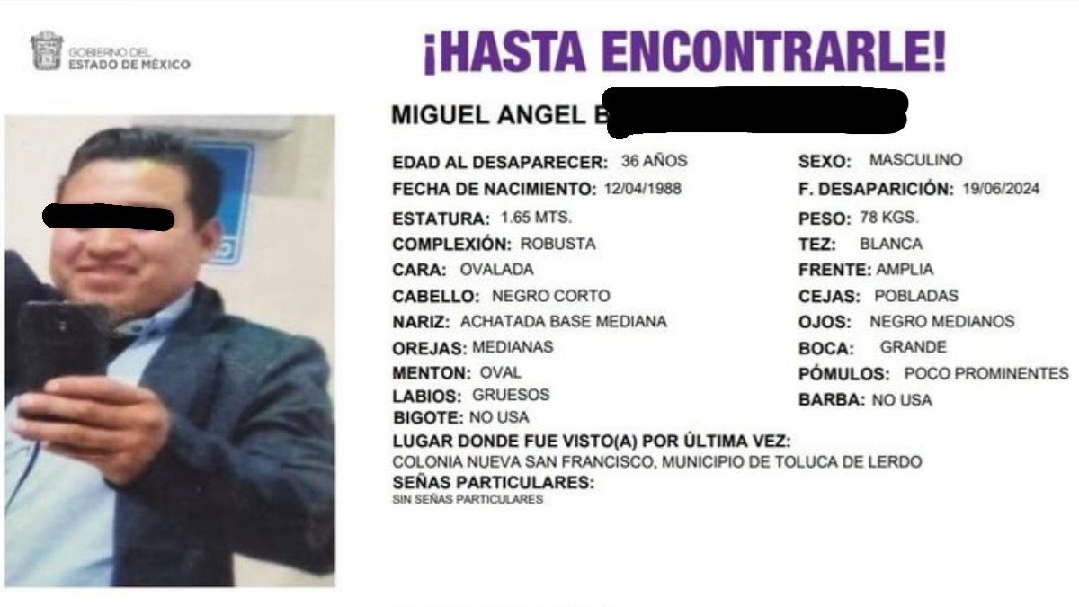 La familia de Miguel Ángel ‘N’, presunto feminicida, solicitó una ficha de búsqueda, pensando que estaba desaparecido.