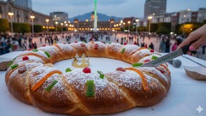 Reparto de Macro Rosca de Reyes en Monterrey.