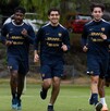 Juninho Vieira, César Garza y Jordan Carrillo entrenando con Pumas.